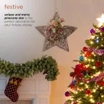 Alpine Corporation 20 in. Rustic Pinecone Christmas Star Hanging Decor thumbnail 4