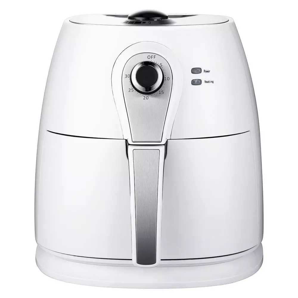 Ovente 3.2 Qt. White Electric Air Fryer with 1400W Power, Timer, and Adjustable Temperature Controls