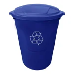 HDX Otto 32 Gal. Blue Round Plastic Recycling Bin with Lid and Recycling Logo thumbnail 1