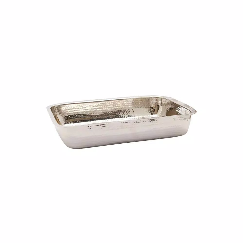 Old Dutch 8 Qt. Rectangular Polished Nickel over Stainless Steel Chafing Dish with Iron Stand