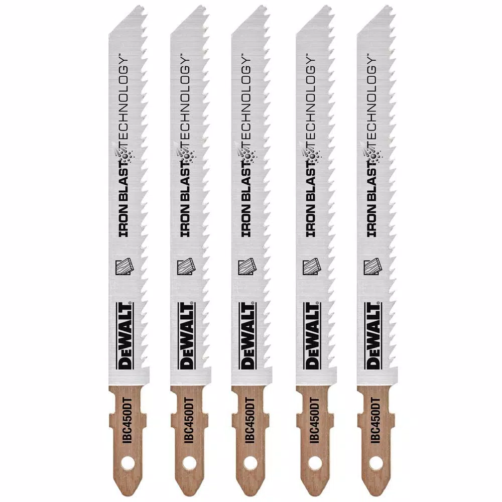 DEWALT 4 in. 10 TPI T-Shank Wood Down Cutting Jigsaw Blade (5-Pack)
