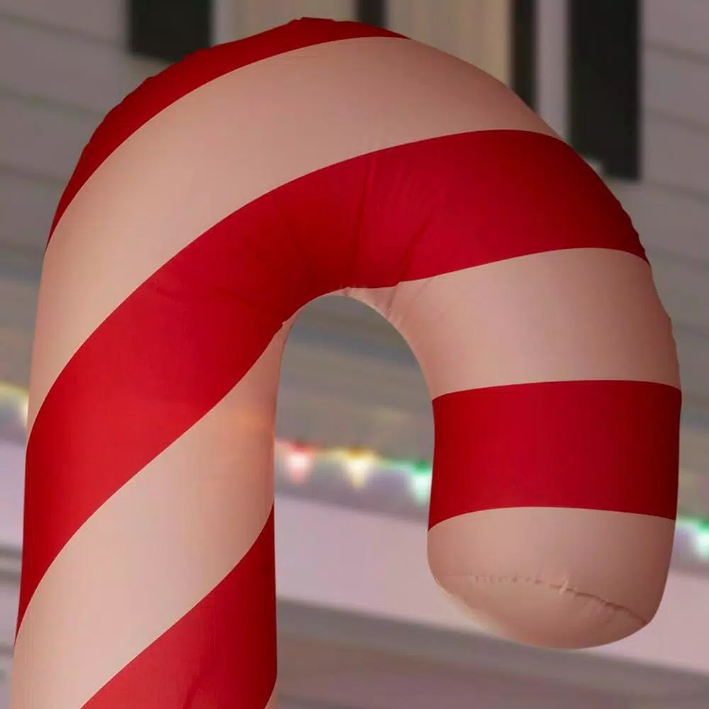 Airblown 8 ft. Inflatable Candy Cane with Directional Stacking Signs Holiday Decoration
