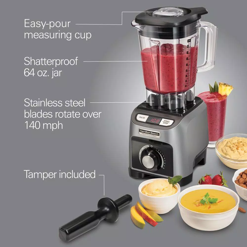 Hamilton Beach Professional 1800W Blender with 64 oz. Shatterproof Jar and 4 Program Settings