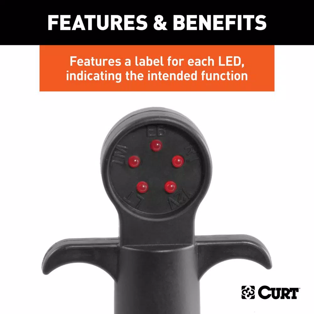 CURT 6-Way Round Trailer Connector Tester