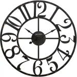 Bulova Gabriel 45 in. Oversized Round Metal Wall Clock - Rustic Farmhouse Style thumbnail 1