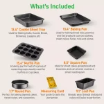 NutriChef 6-Piece Carbon Steel Non-Stick Baking Sheet Set, Rectangle Cookie Pans thumbnail 2