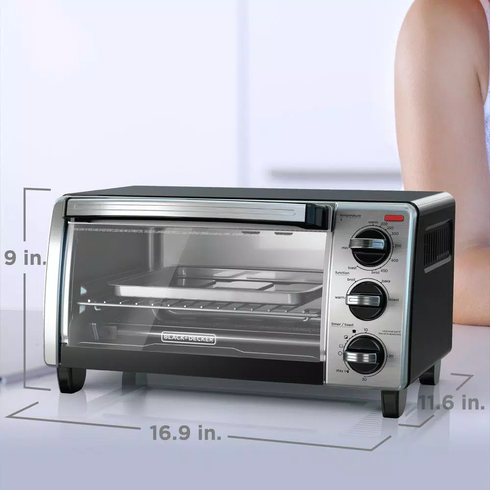BLACK+DECKER 4-Slice Stainless Steel Convection Toaster Oven with EvenToast Technology