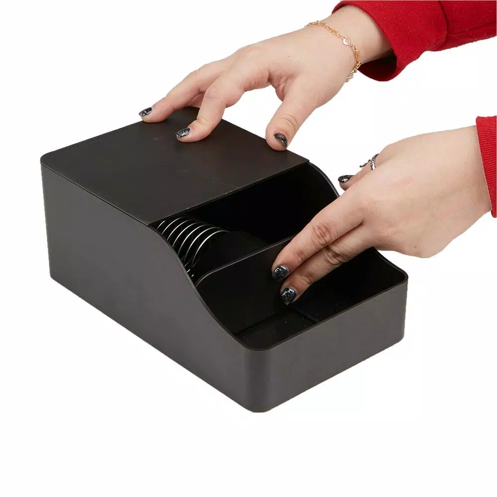 Mind Reader Coffee and Condiment Organizer with Drawer for 36 K-Cups and Sleeve Dispenser, Black