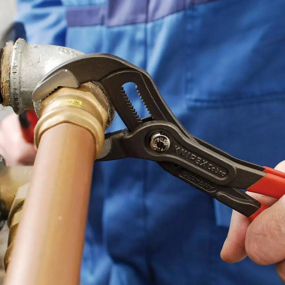 KNIPEX Cobra Series 10 in. Box Slip Joint Pliers with Pinch Guard and Push Button Adjustment