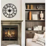 Bulova Gabriel 45 in. Oversized Round Metal Wall Clock - Rustic Farmhouse Style thumbnail 3