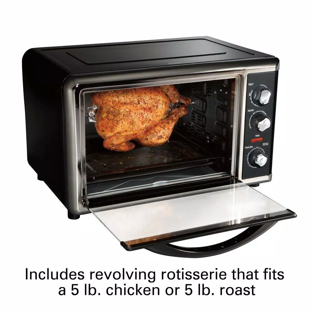 Hamilton Beach 1500-Watt 12-Slice Countertop Convection Toaster Oven with Rotisserie, Black