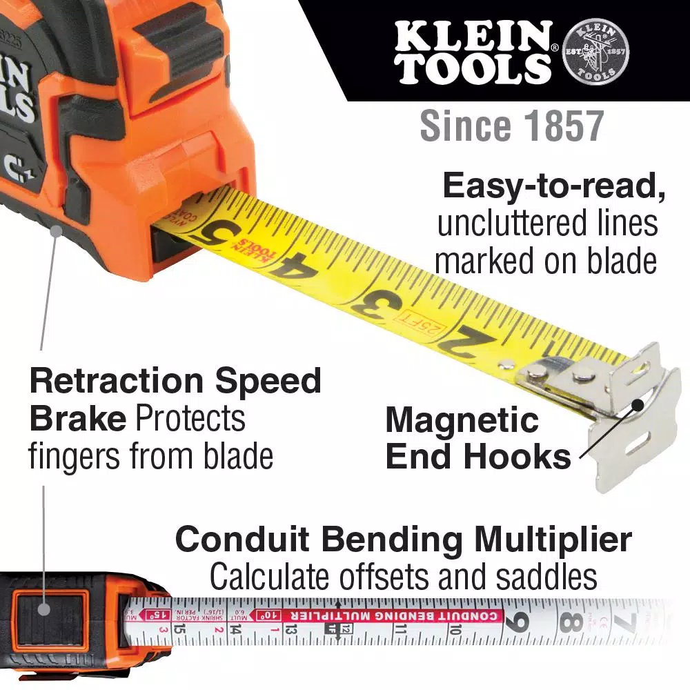 Klein Tools 25 ft. Double-Hook Magnetic Tape Measure, 2-Pack