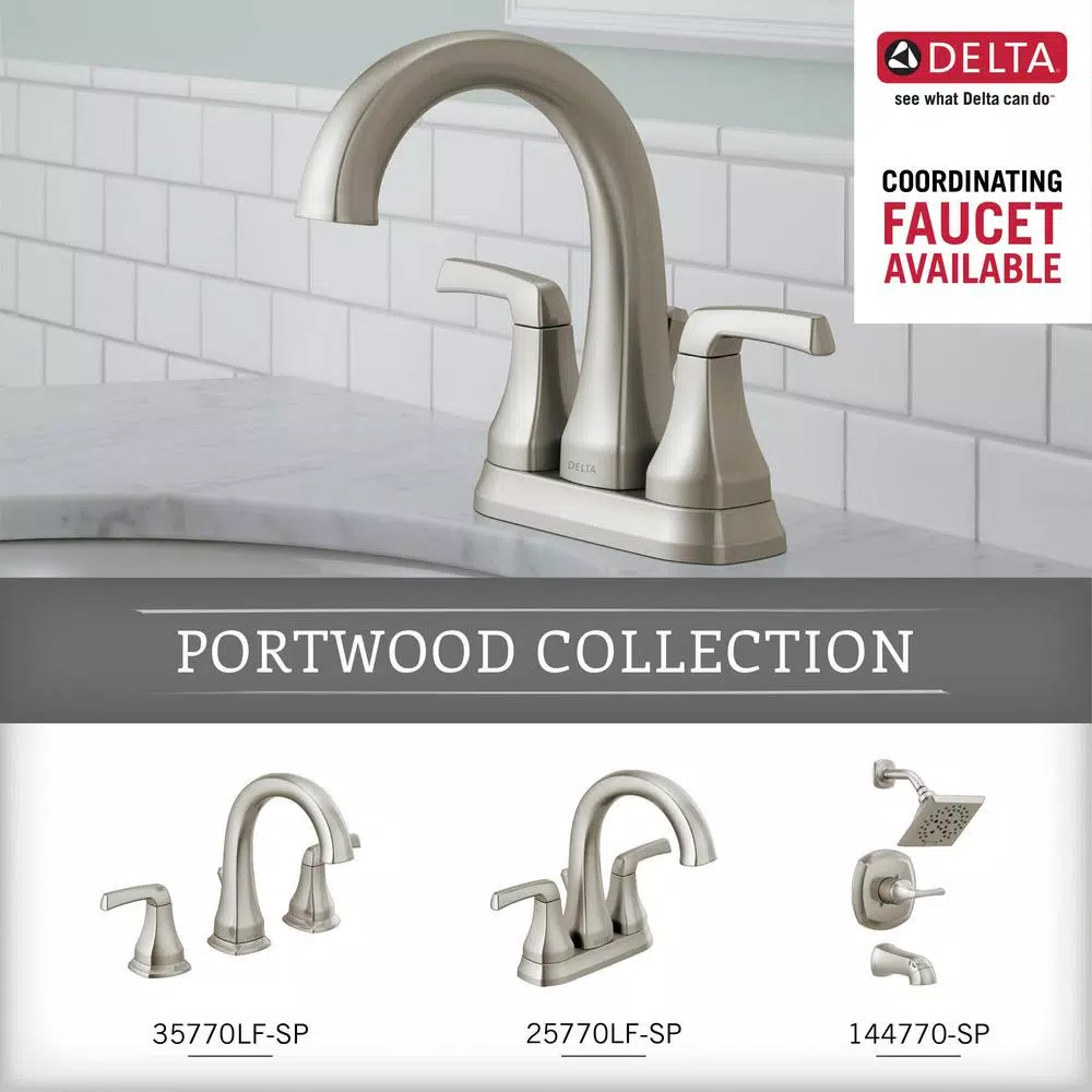 Delta Portwood Double Prong Towel and Robe Hook in SpotShield Brushed Nickel