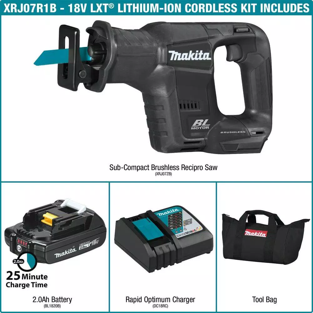 Makita 18V LXT Sub-Compact Brushless Cordless Reciprocating Saw Kit (2.0 Ah)
