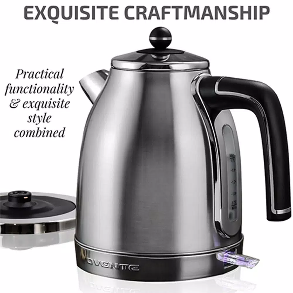 Ovente KS777 1.7L Stainless Steel Electric Kettle, 1500W Rapid Boil with Auto Shut-Off