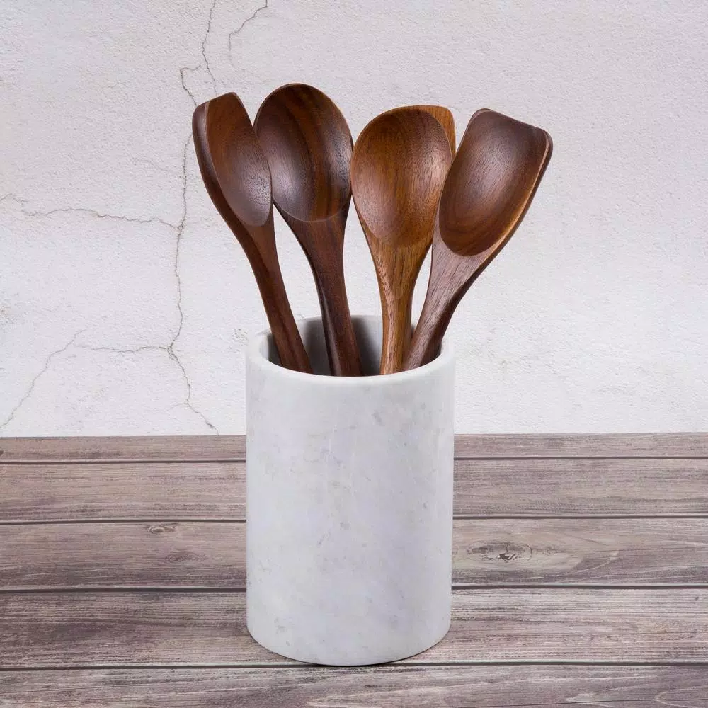 Creative Home 7-Piece Acacia Wood Kitchen Utensil Set with Carbonized Finish