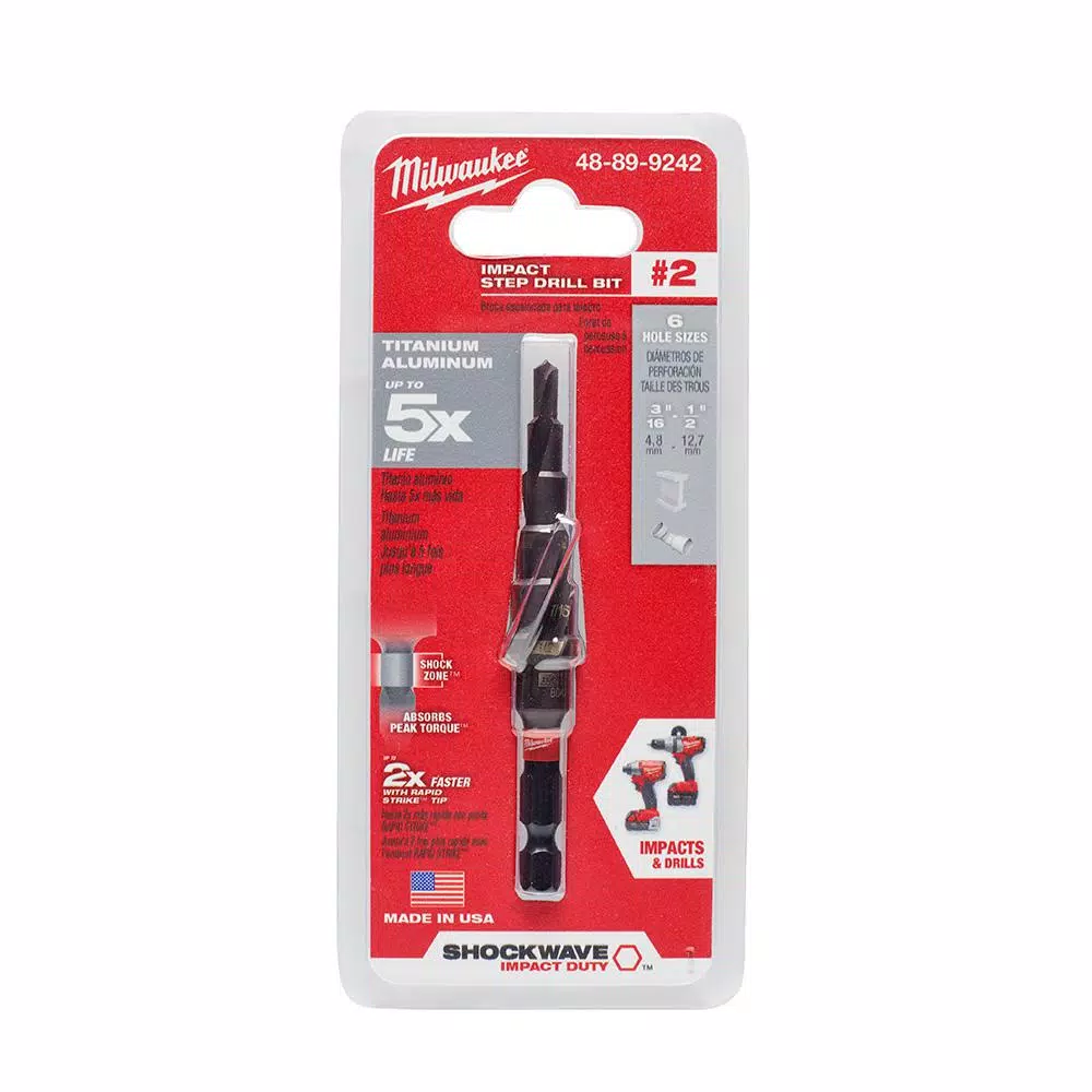 Milwaukee SHOCKWAVE Impact Duty Titanium Step Bit, 3/16 in. - 1/2 in.