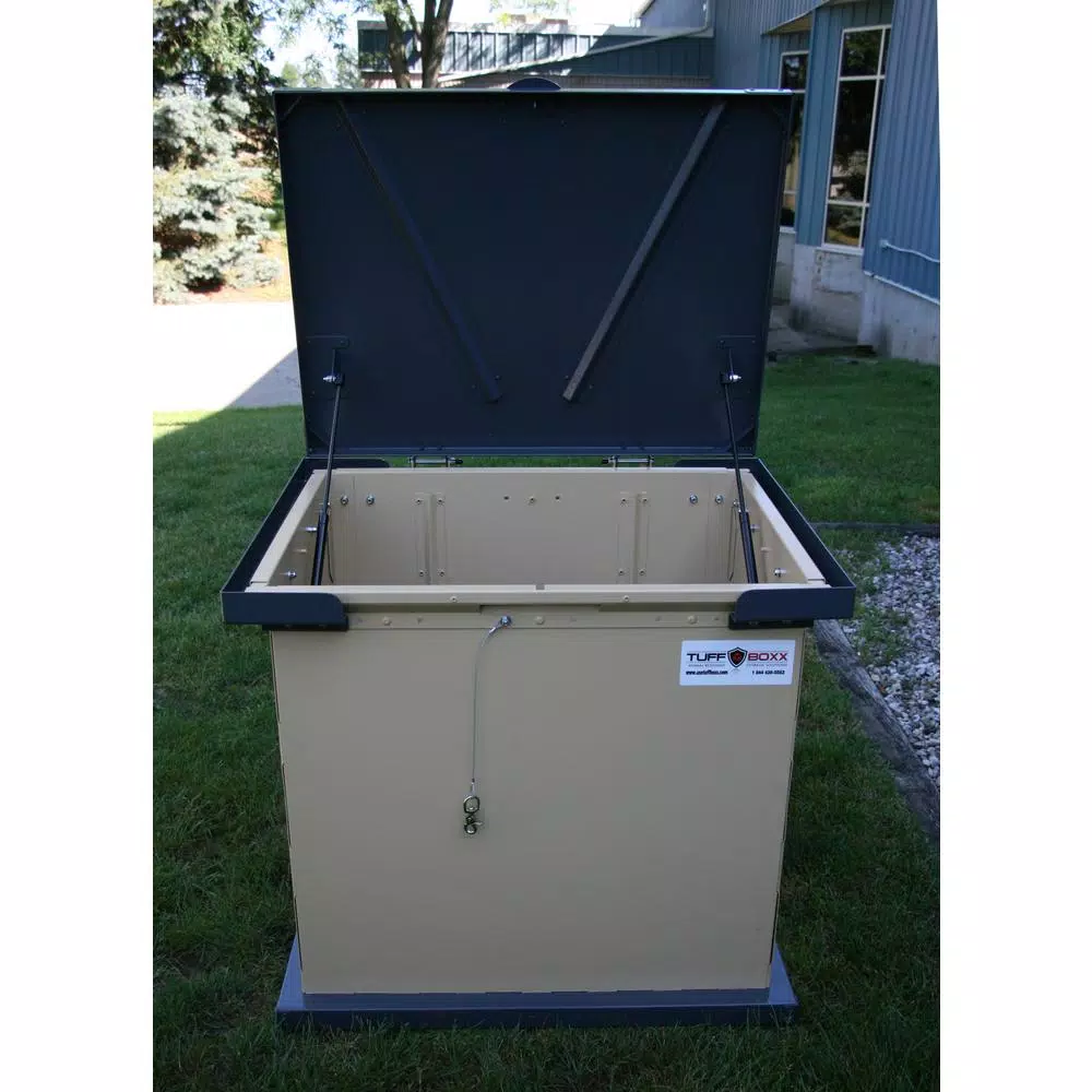 Unbranded TuffBoxx BRUIN Series 100 Gallon Bear-Proof Galvanized Metal Trash Can, Beige