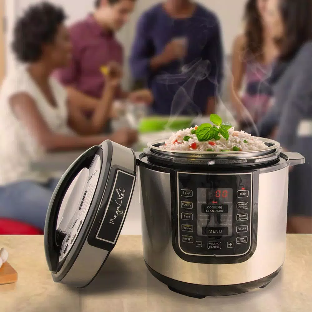 Megachef 6 Qt. Digital Electric Pressure Cooker with 14 Cooking Controls, Black