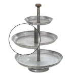 LITTON LANE 3-Tier Farmhouse Iron Cake Stand, Galvanized Gray Metallic Finish thumbnail 3