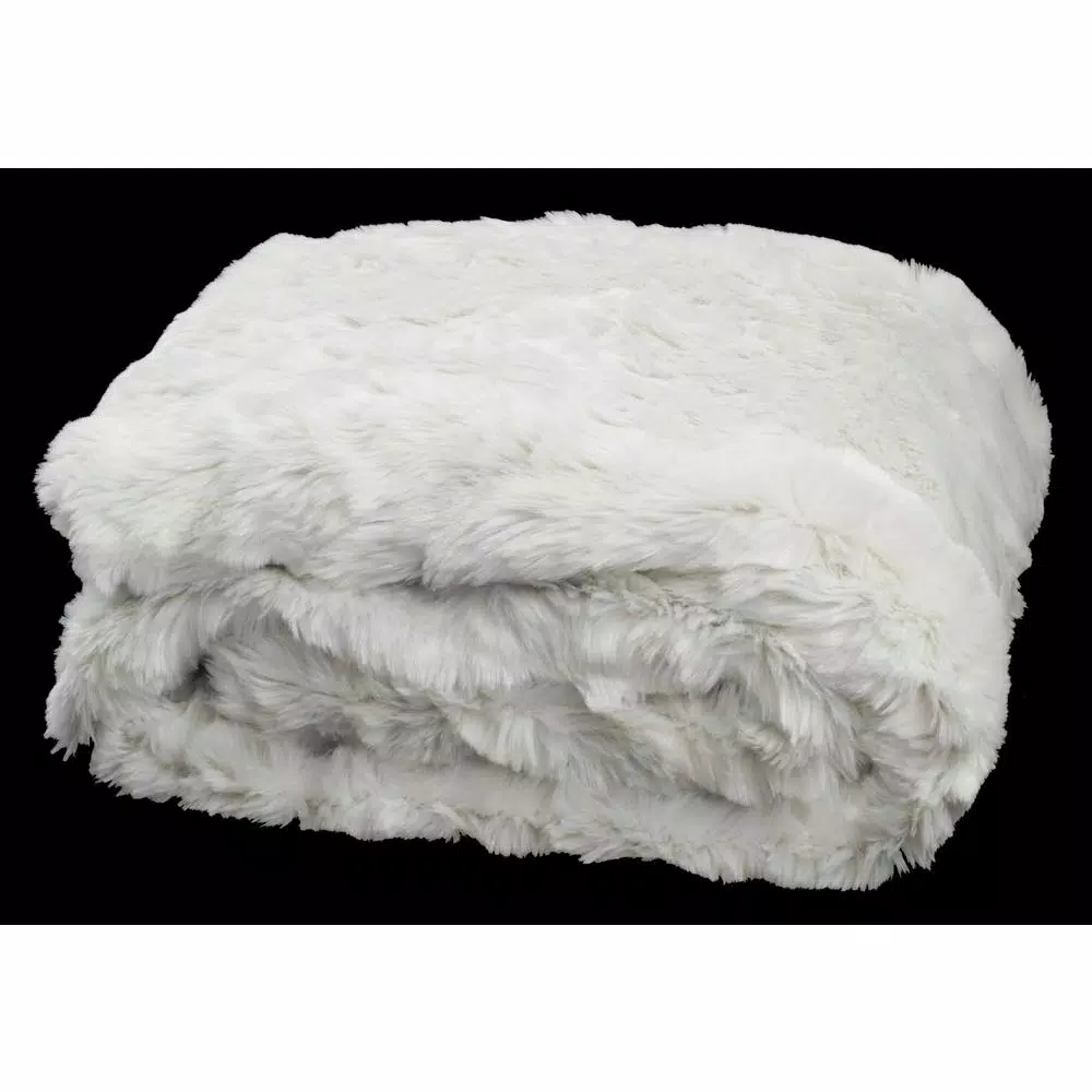 Safavieh Faux Chinchilla Snow White Throw Blanket, 50 x 60 in, Glam Style