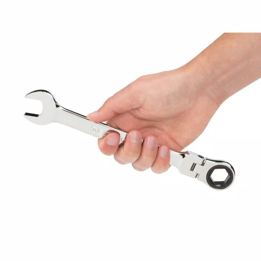 TEKTON 19 mm Flex-Head Ratcheting Combination Wrench, 6-Point Box End