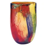 Badash Crystal Firestorm 11 in. Murano Style Mouth Blown Oval Art Glass Decorative Vase thumbnail 1