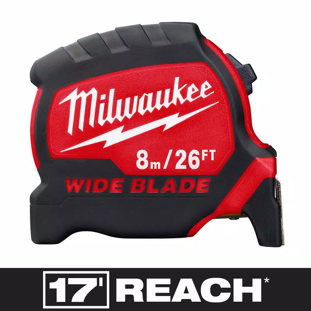 Milwaukee 26 ft. Wide Blade Tape Measure with 17 ft. Reach, 1.3 in. Wide