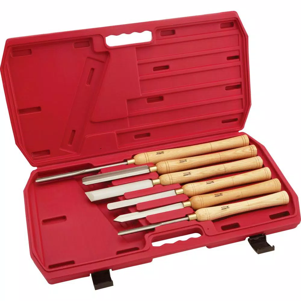 Shop Fox 6-Piece Deluxe HSS Lathe Chisel Set with Ash Handles