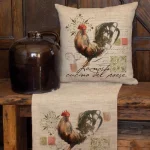 Heritage Lace Rooster Run Natural Animal Print 18 in. x 18 in. Polyester Throw Pillow - Farmhouse Style thumbnail 2