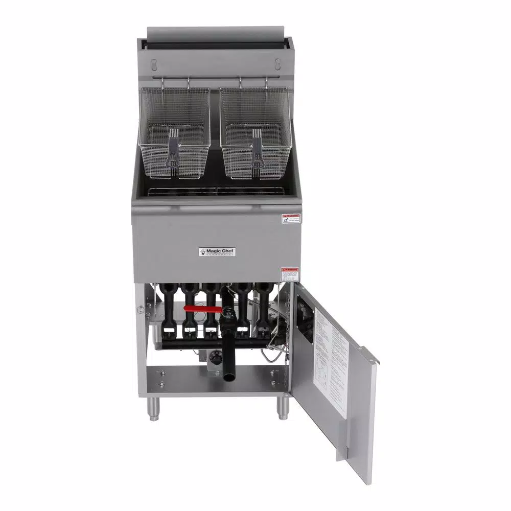 Magic Chef 52 Qt. Stainless Steel Commercial Natural Gas Deep Fryer, 150,000 BTU, 5 Burners