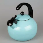 Creative Home Horizon 2.5 Qt. Porcelain Enamel on Steel Whistling Tea Kettle, Aqua Sky Blue thumbnail 3