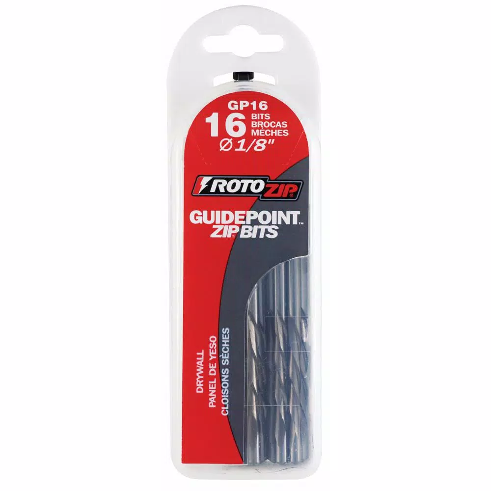 Rotozip Guide Point Drywall Zip Bit 1/8 in. Cutting Bits, 16-Piece Set