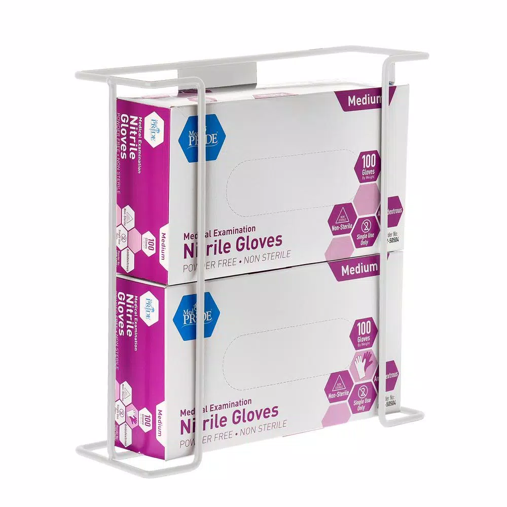 Alpine Industries Double Box Metal Wire Wall Mounted Glove Dispenser, White