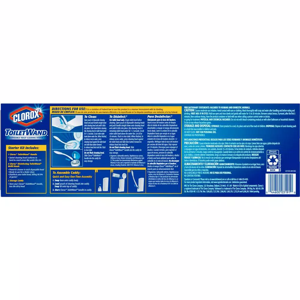 Clorox ToiletWand Disposable Toilet Cleaning System Starter Kit with 6 Disinfecting Refill Heads and Storage Caddy