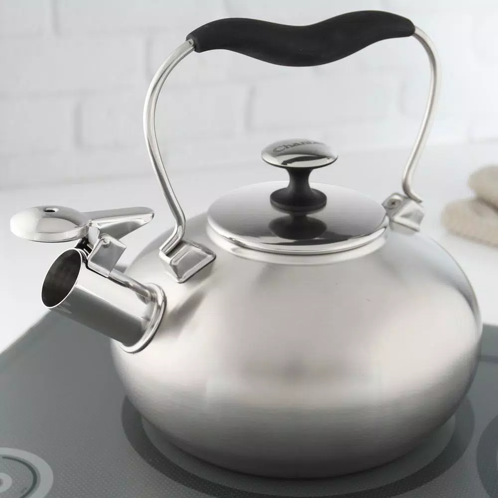 Chantal Tulip 7.2-Cup Stainless Steel Tea Kettle, Brushed Finish, Induction Compatible