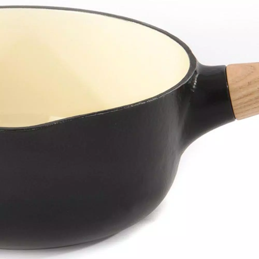 BergHOFF Ron Collection 1.8 Qt. Cast Iron Sauce Pan with Wooden Handle, Black