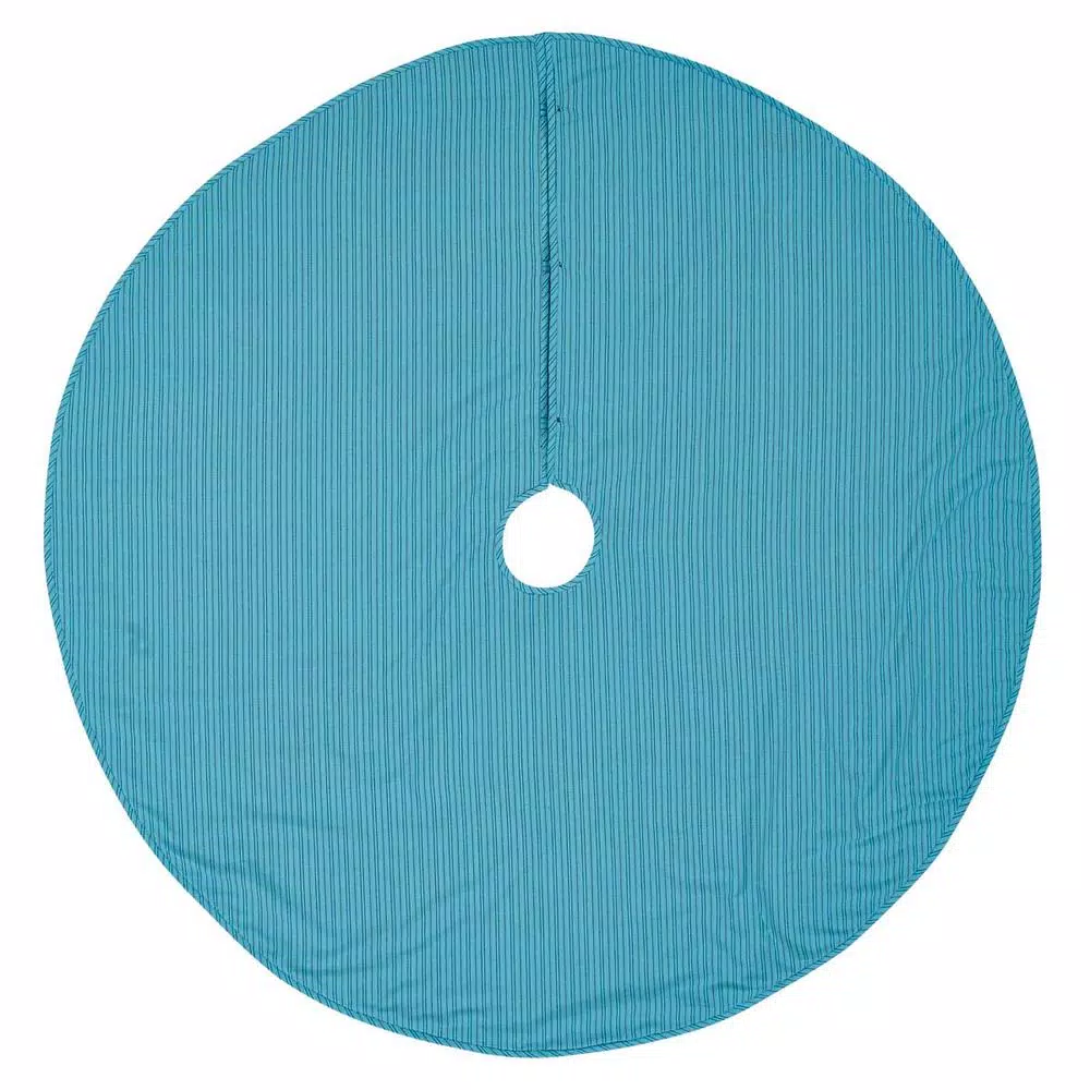 VHC Brands 55 in. Nerine Robin Egg Blue Coastal Christmas Tree Skirt with Starfish Appliqués
