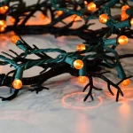 LUMABASE 70-Light LED Orange Globe String Lights, Weather Resistant, 14.58 ft, Green Cord thumbnail 4