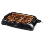 Ovente 1000W Portable Indoor Smokeless Grill, 13x10 inch Non-Stick Aluminum Grilling Plate, Copper thumbnail 1