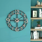 Utopia Alley 28" Oversized Roman Numeral Wall Clock - Rustic Multi-Tone Wood & Metal thumbnail 9
