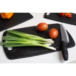 Unbranded 3-Piece Granite Look Plastic Cutting Board Set with Non-Slip Rubber Sides and Deep Juice Grooves, Black thumbnail 3
