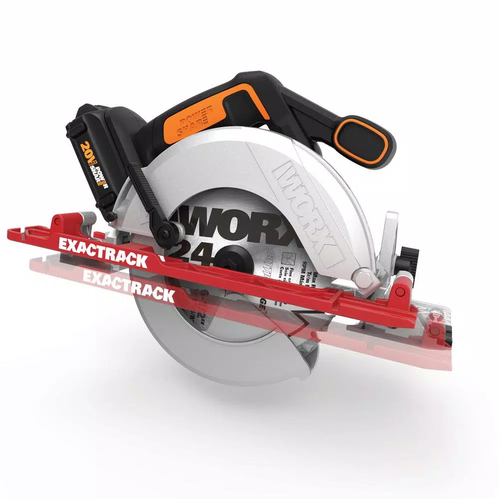 Worx 20V MAX 6-1/2 inch Cordless Circular Saw with ExacTrack, 2.0Ah Battery and Charger Included