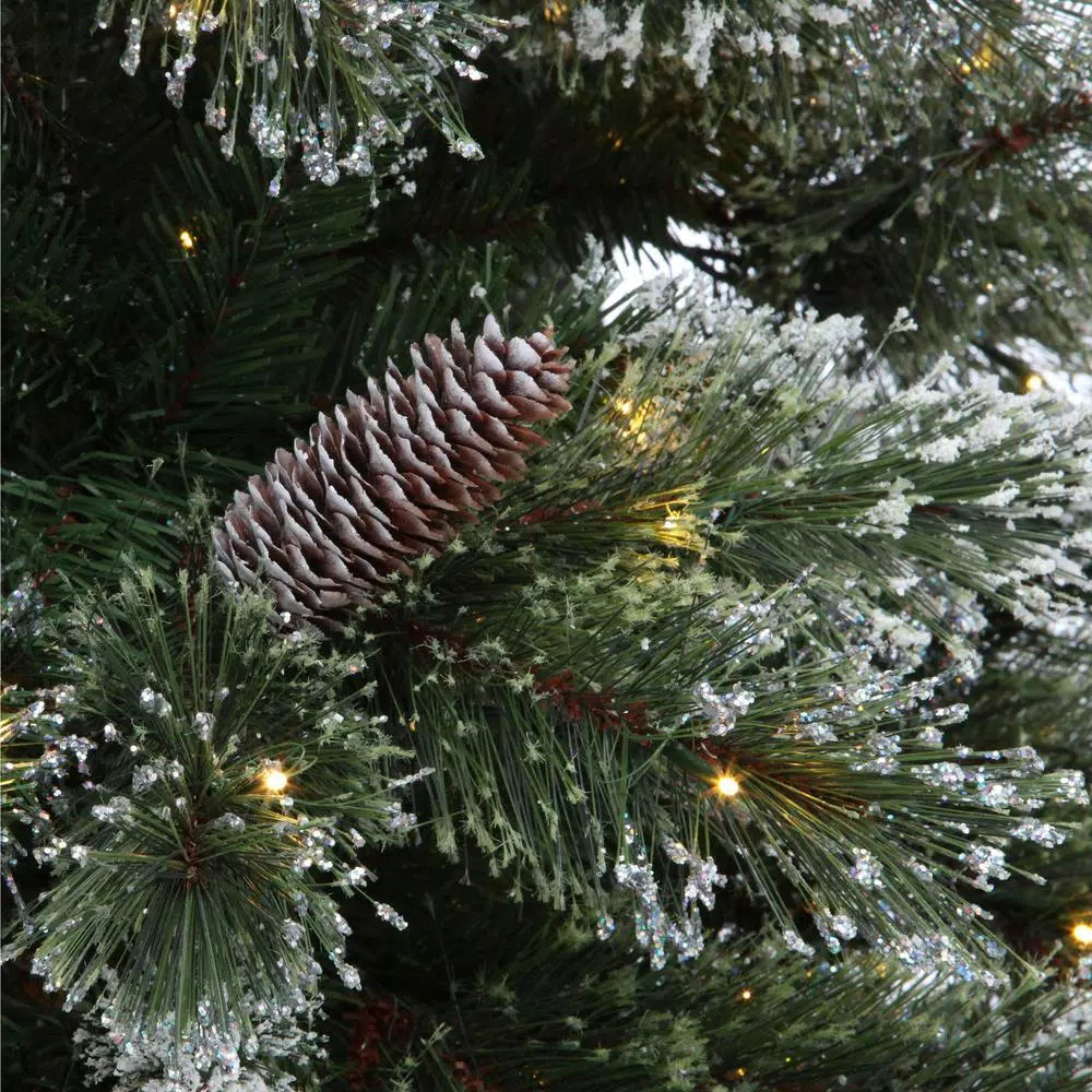 Home Accents Holiday 7.5 ft Sparkling Amelia Pine Pre-Lit Artificial Christmas Tree with 600 Warm White LED Lights