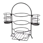 Creative Home 3-Tier Black Iron Buffet Caddy Serving Rack with Napkin and Flatware Holders thumbnail 1