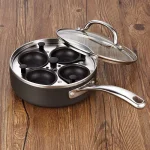 Cooks Standard 8 in. Hard Anodized Nonstick 4-Cup Egg Poacher Pan with Tempered Glass Lid thumbnail 3