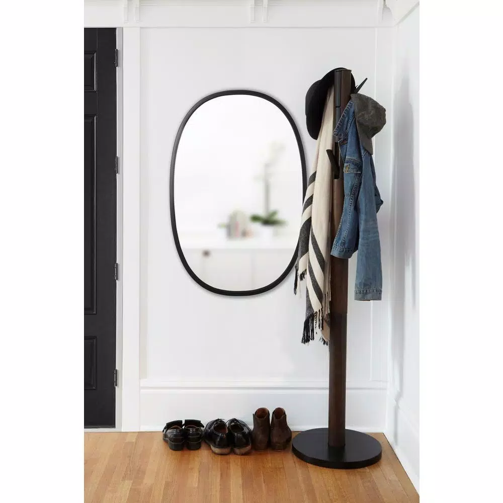 Umbra Hub Oval Modern Black Mirror with Rubber Rim, 36 in. x 24 in.