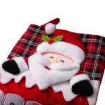 Glitzhome 36 in. Oversized 3D Santa Countdown Christmas Stocking with Plaid Cuff thumbnail 3