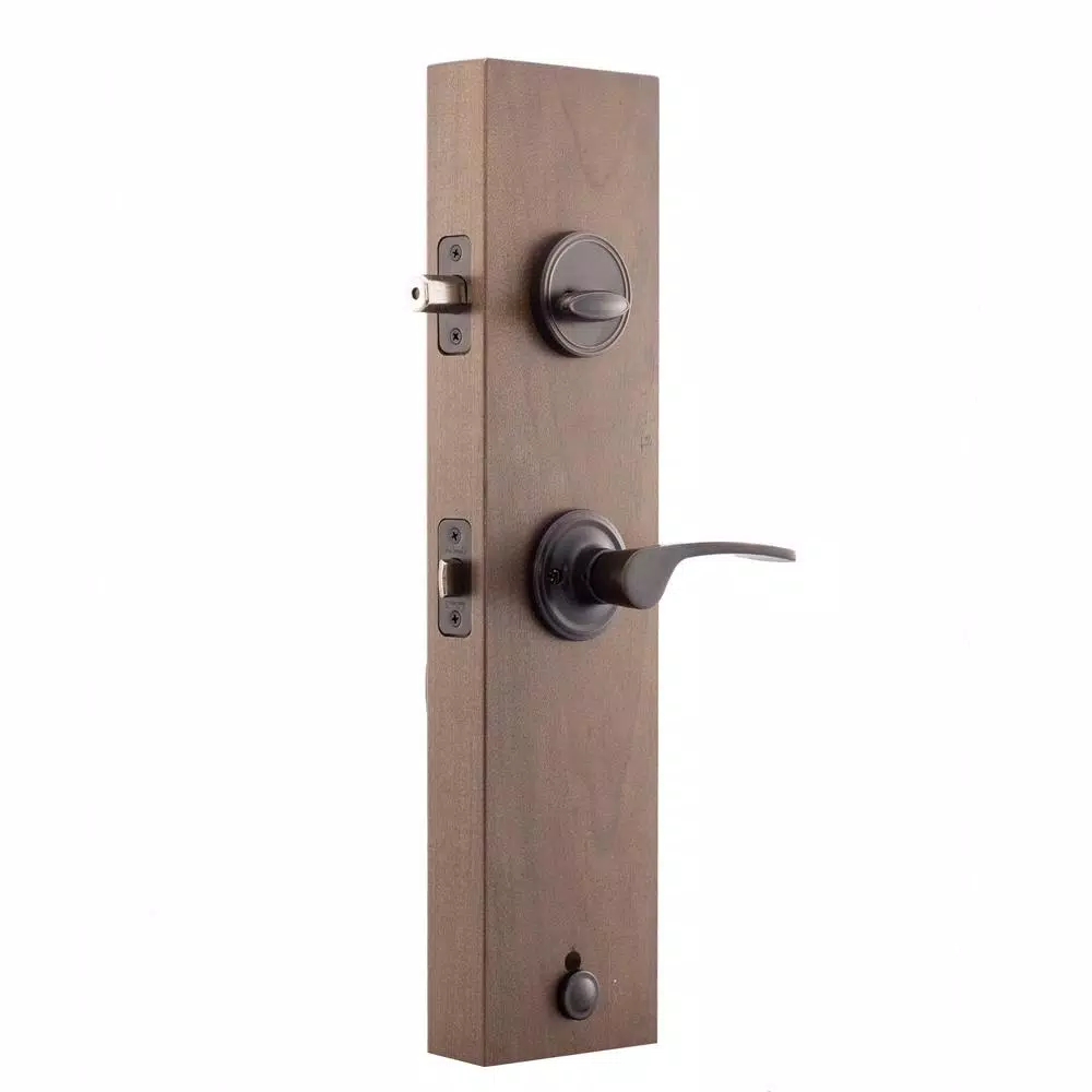Copper Creek Mid Century Modern Tuscan Bronze Front Door Handleset with Left-Hand Scandinavian Lever Trim