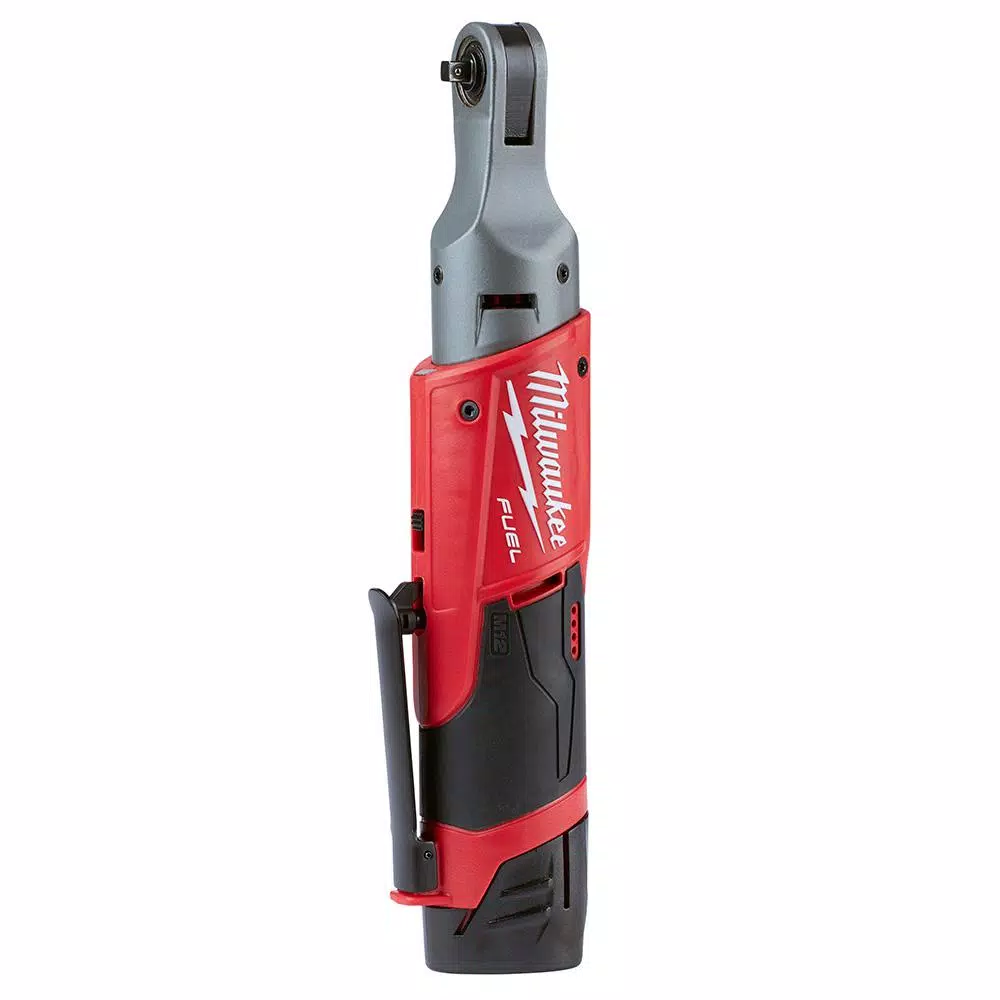Milwaukee M12 FUEL 1/4 in. Cordless Ratchet Kit with (2) 2.0 Ah Batteries, Charger & Tool Bag
